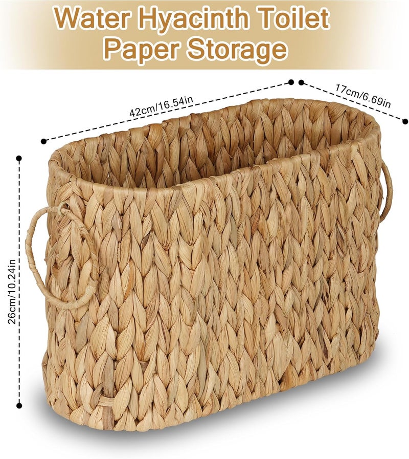 efluky Toilet Paper Storage Basket, Water Hyacinth Slim Toilet Paper Holder- Holds Up to 9 Mega Rolls, Home Bathroom Decor Organizer - Image 2